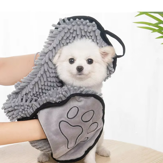 Microfibre Pet Towel With Glove - Super Absorbent Soft Drying Towel For Dogs Cats