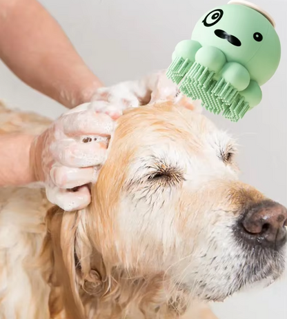 Silicone Pet Brush With Foam Dispenser - Efficient Coat Care For Dogs And Cats