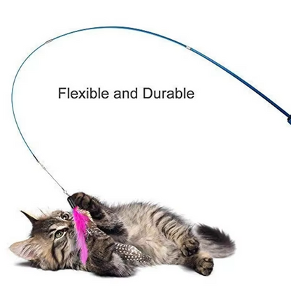 Telescopic Cat Fishing Rod With Feathers - Interactive Toy For Exciting Hunting Adventures
