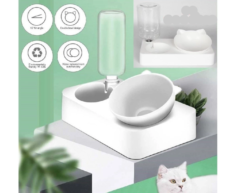 Cat Water And Food Dispenser Set