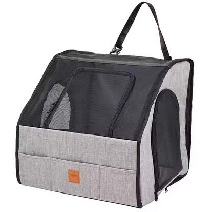 Safe Car Dog Seat - Foldable Transport Bag With Mesh Windows And Belt System