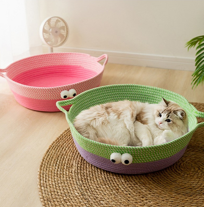 Hand-Woven Cotton Rope Cat Bed