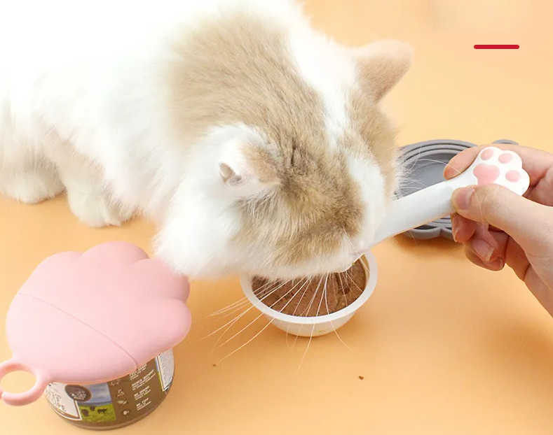 Silicone Pet Food Dispenser - Flexible Can Opener And Paw-shaped Spoon