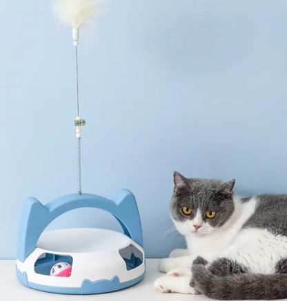 Interactive Cat Toy with Feather and Rolling Ball for Active House Pets