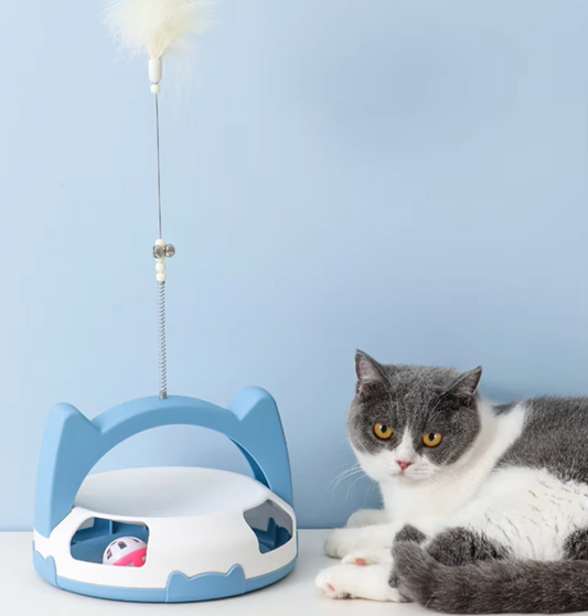 Interactive Cat Toy with Feather and Rolling Ball for Active House Pets