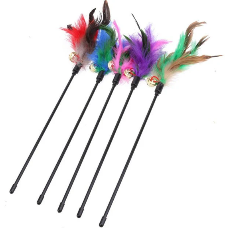 Cat Toy with Colorful Feathers (Set of 5)