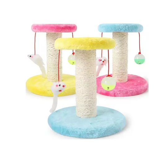 Cat Scratching Post With Toy - Scratching Post With Interactive Ball And Mouse