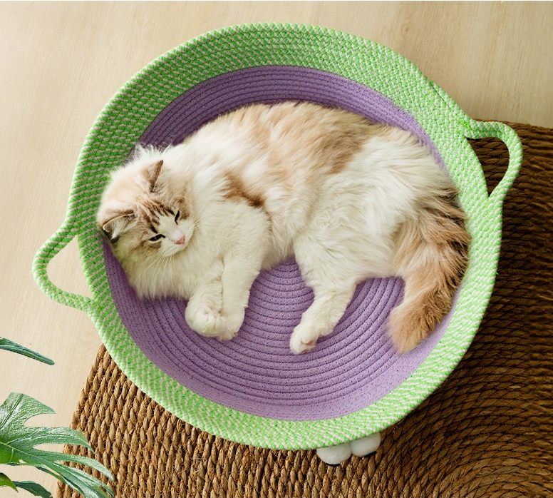 Hand-Woven Cotton Rope Cat Bed