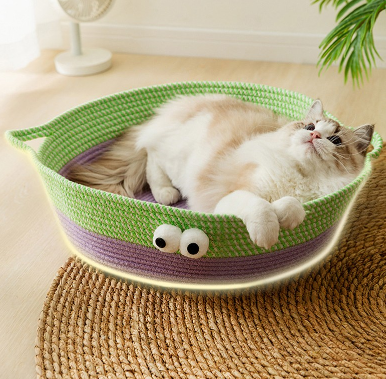 Hand-Woven Cotton Rope Cat Bed