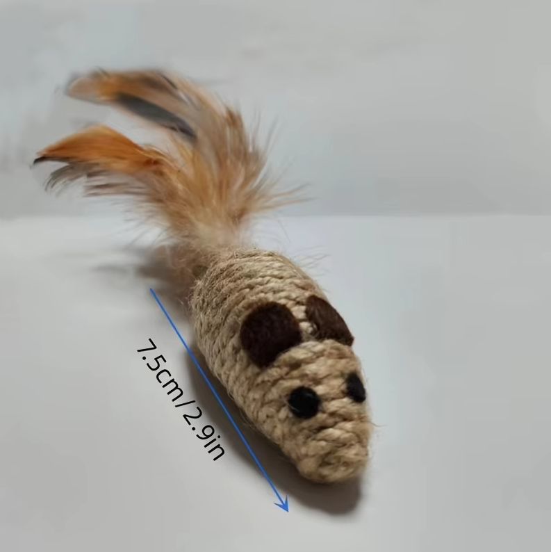 Sisal Fish Cat Toy - Natural Prey Game With Feathers For Active Cats