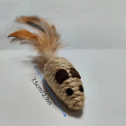 Sisal Fish Cat Toy - Natural Prey Game With Feathers For Active Cats