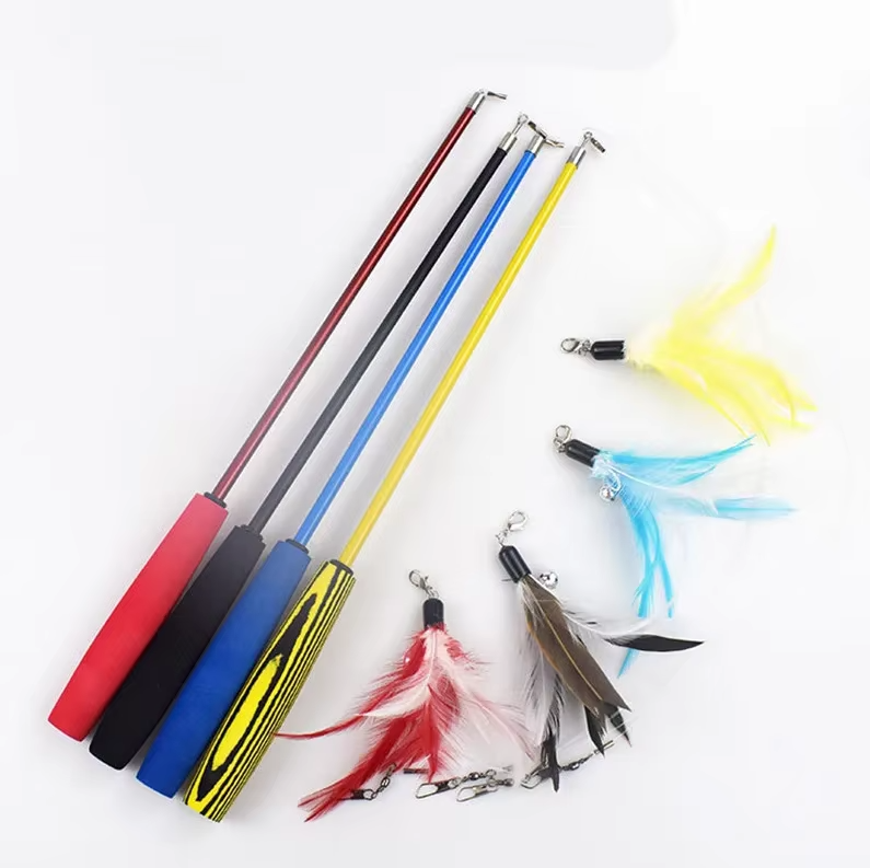 Telescopic Cat Fishing Rod With Feathers - Interactive Toy For Exciting Hunting Adventures