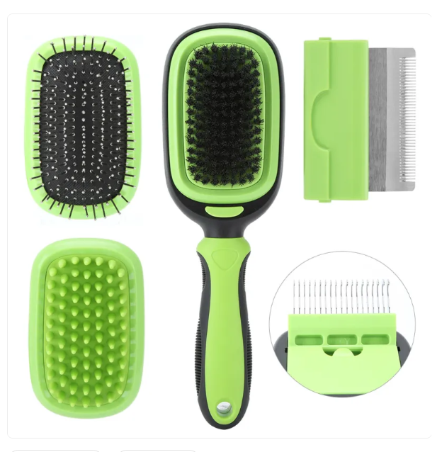 Dog And Cat Brush With Removable Fur Comb - 2 - In-1 Brush For Gentle Coat Care