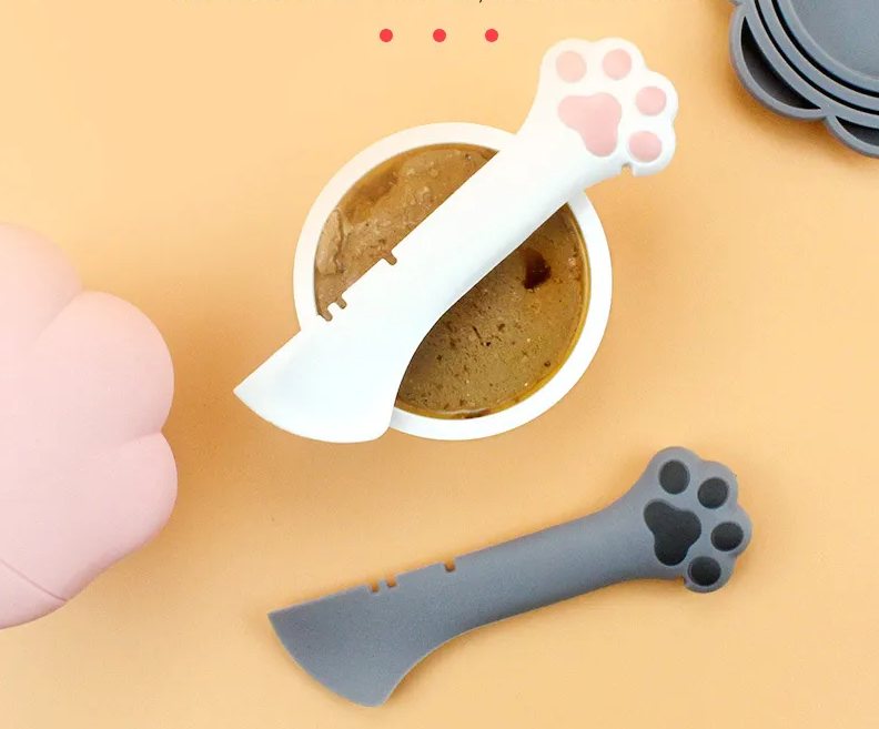 Silicone Pet Food Dispenser - Flexible Can Opener And Paw-shaped Spoon