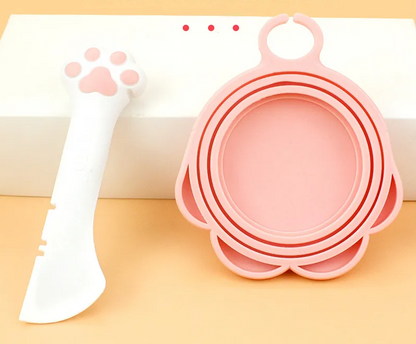 Silicone Pet Food Dispenser - Flexible Can Opener And Paw-shaped Spoon