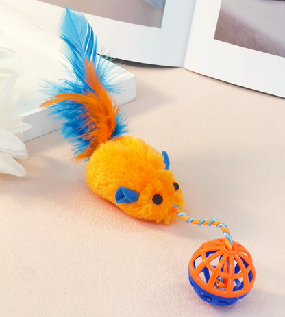 Cat Toy Set - Plush Mice With Feather Balls