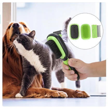 Dog And Cat Brush With Removable Fur Comb - 2 - In-1 Brush For Gentle Coat Care