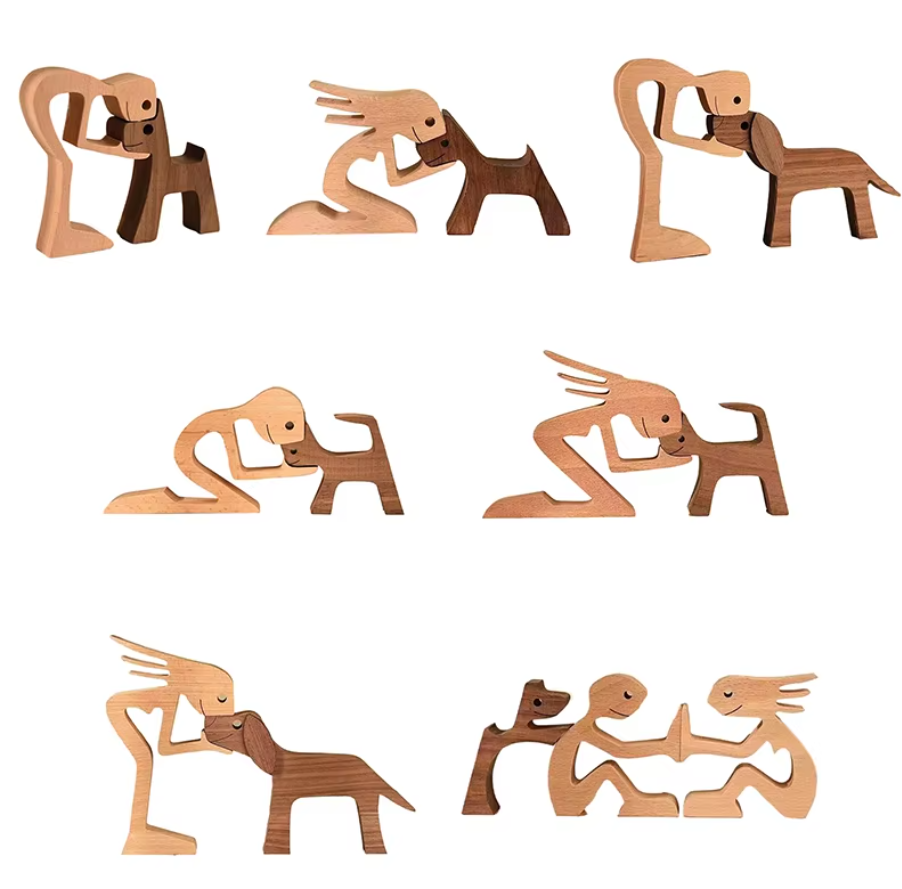 Artfully Carved Dog Statue