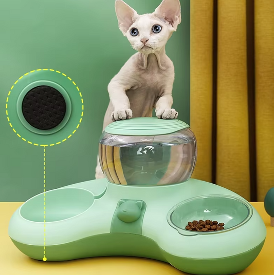 2-in-1 Pet Food Bowl With Automatic Water Dispenser And Non-slip Design