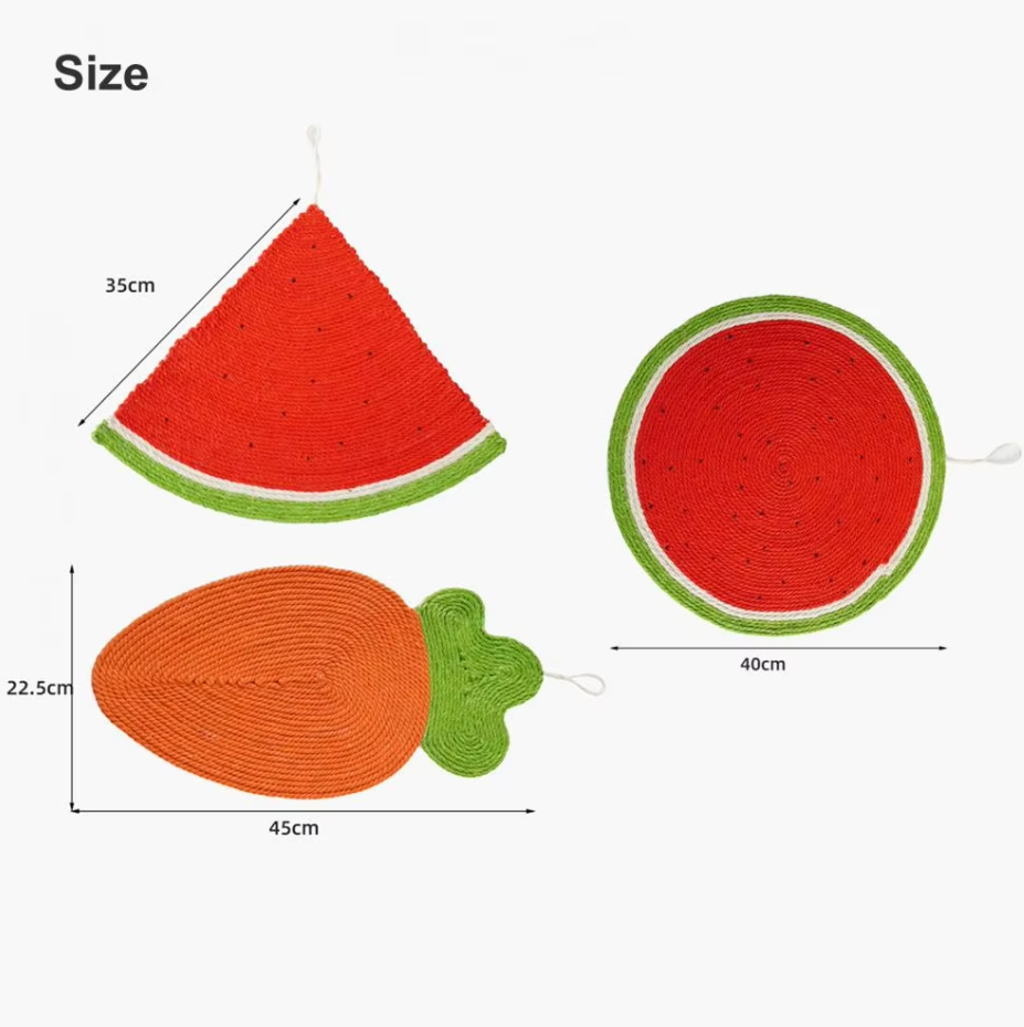 Cat Scratching Mat In Fruit Shape - Watermelon And Carrot Design