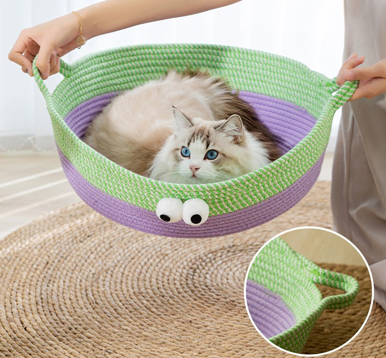 Hand-Woven Cotton Rope Cat Bed