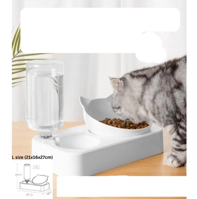Cat Water And Food Dispenser Set