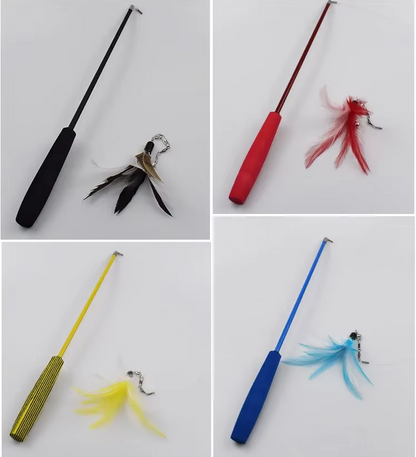 Telescopic Cat Fishing Rod With Feathers - Interactive Toy For Exciting Hunting Adventures