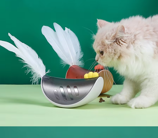 Interactive Cat Toy With Feather And Snack Function For Active Occupation