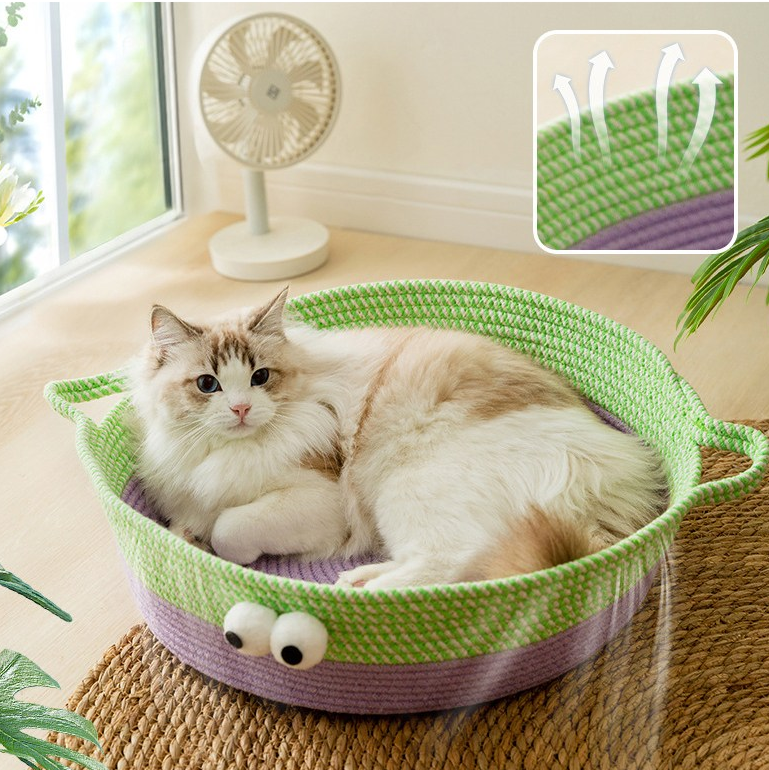 Hand-Woven Cotton Rope Cat Bed