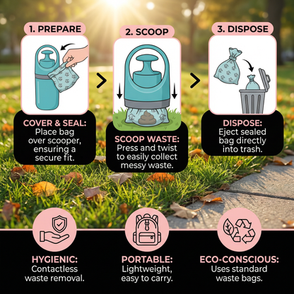 Dog Poop Scooper with Bags – Portable Outdoor Cleaning Set