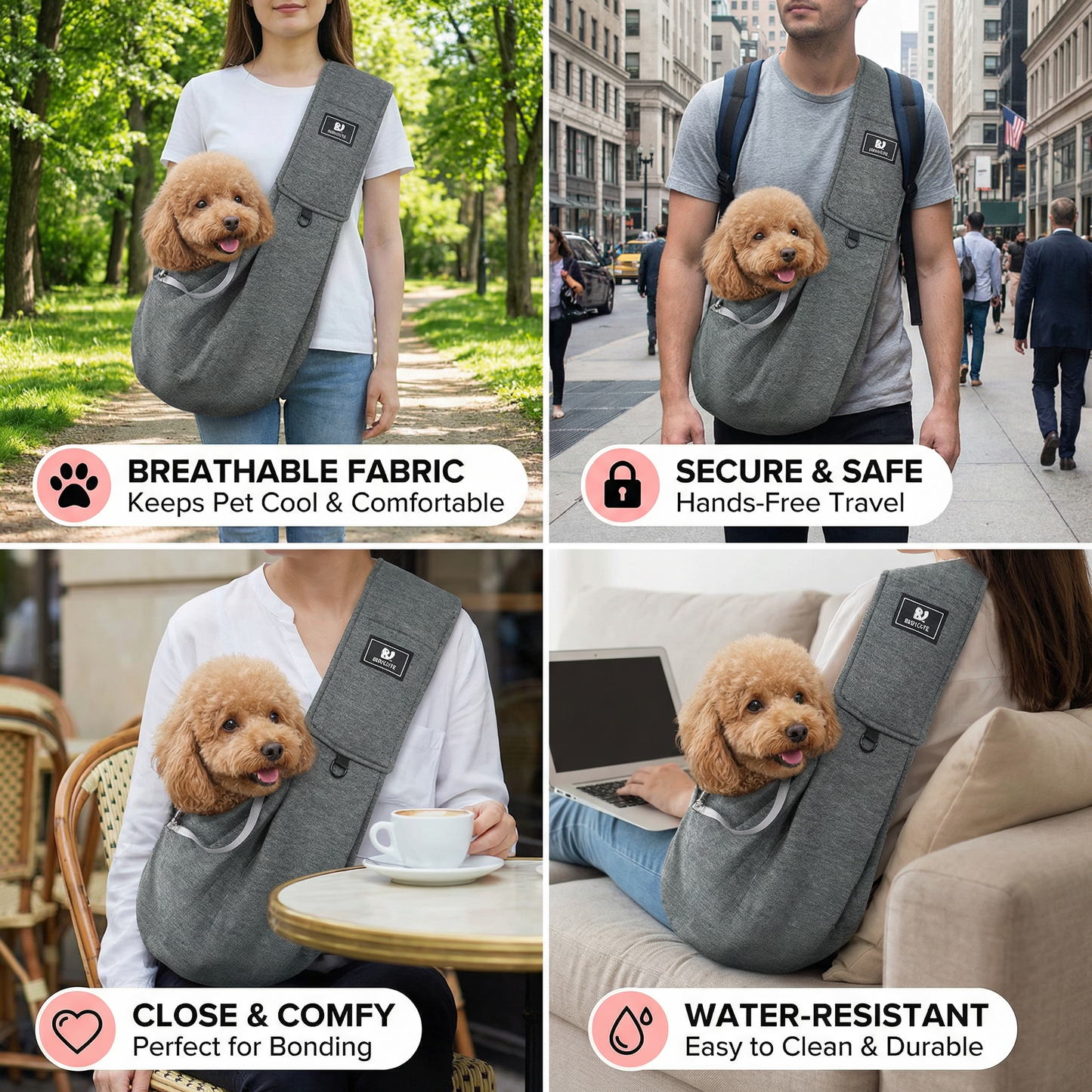 Portable Dog Shoulder Backpack – Breathable, Water-Resistant & Secure