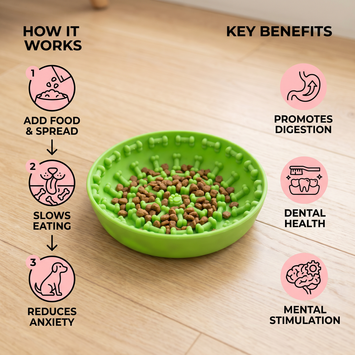 Slow Feeder Bowl for Dogs – Food-Grade Silicone Lick Mat with Suction Cups