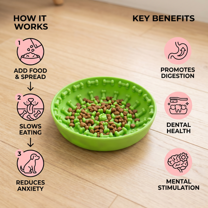 Slow Feeder Bowl for Dogs – Food-Grade Silicone Lick Mat with Suction Cups