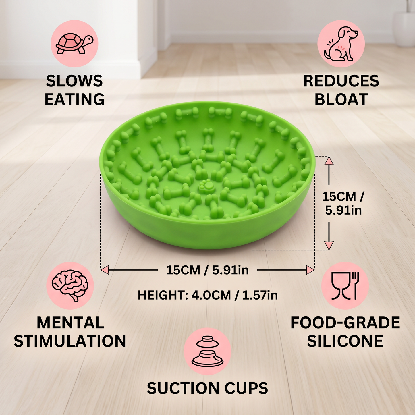 Slow Feeder Bowl for Dogs – Food-Grade Silicone Lick Mat with Suction Cups
