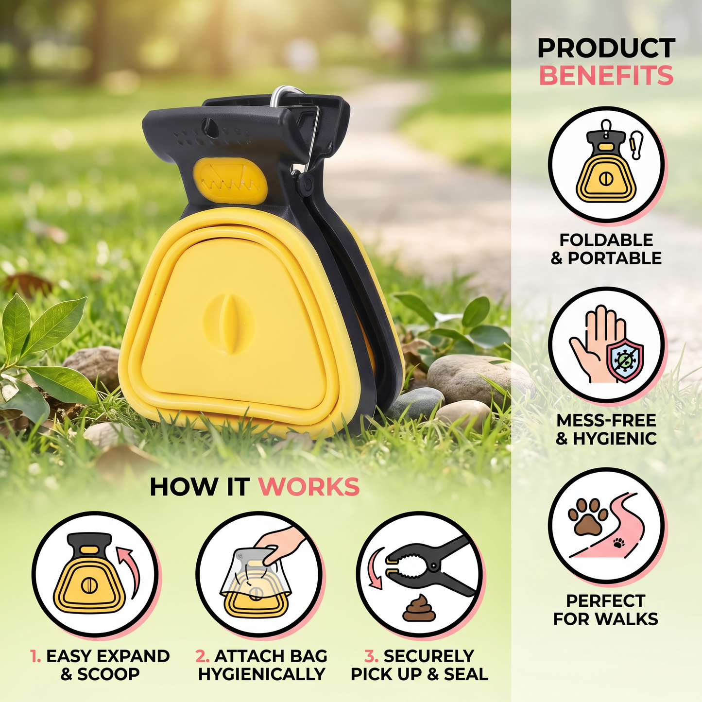 Portable Dog Poop Picker – Foldable, Hygienic & Perfect for On-the-Go
