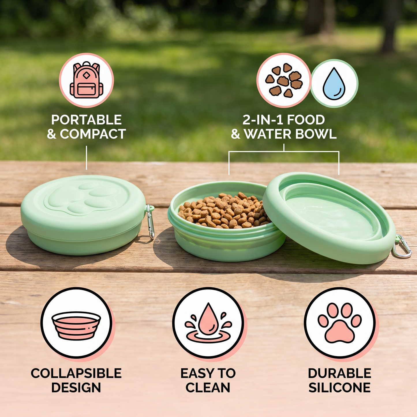Multifunctional Pet Food Container – Portable 2-in-1 Food & Water Bowl for On-the-Go
