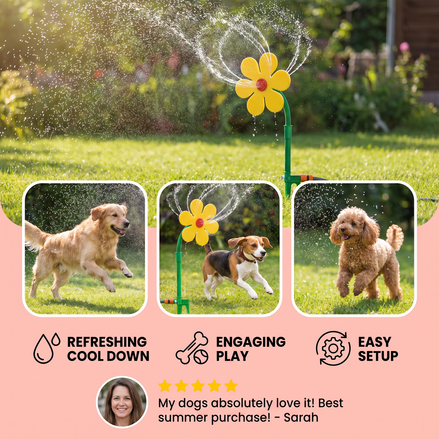 Spinning Sunflower Sprinkler for Dogs