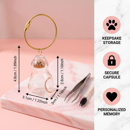Cute Transparent Cat Hair Capsule Keychain & Keepsake