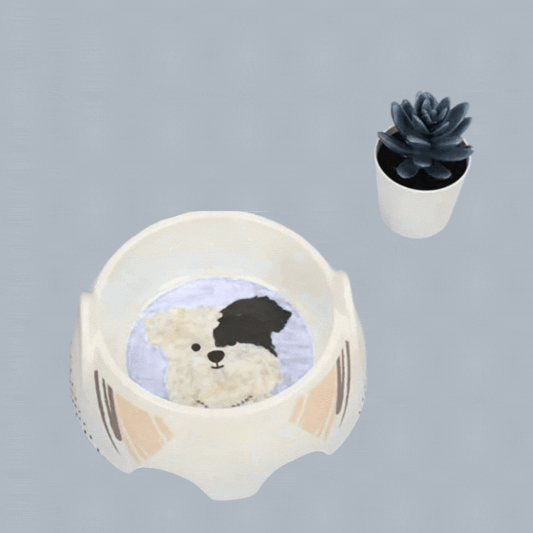 Ceramic Dog Bowl With Dog Picture - Food And Water Bowl For Dogs