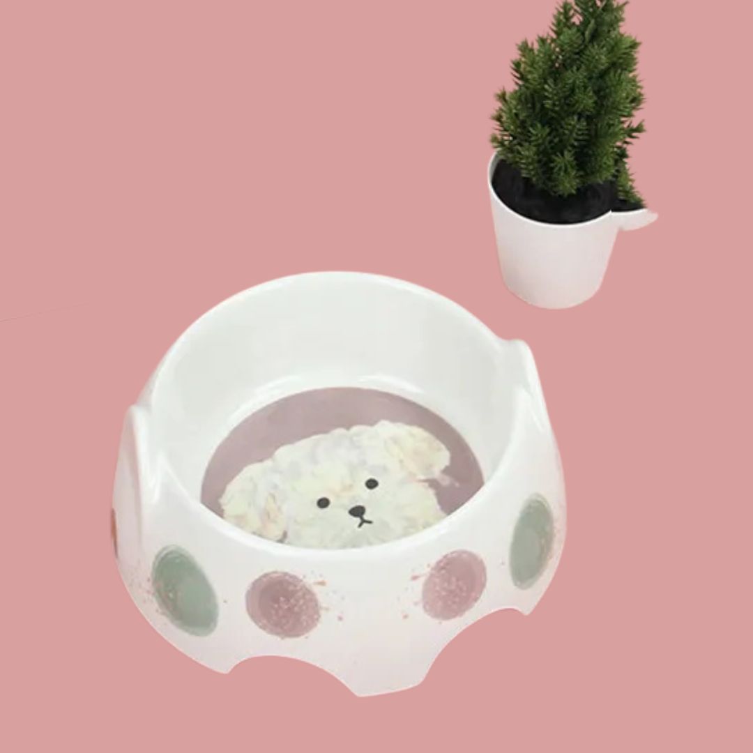 Ceramic Dog Bowl With Dog Picture - Food And Water Bowl For Dogs