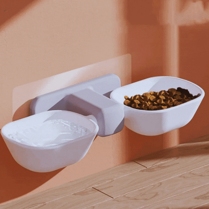 Wall Mount Food And Water Bowls For Pets - Space - Saving And Practical