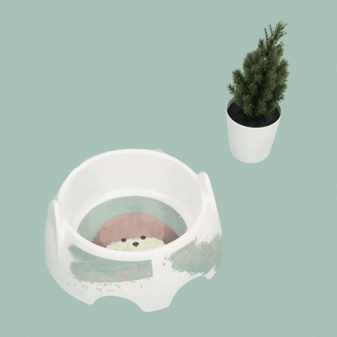 Ceramic Dog Bowl With Dog Picture - Food And Water Bowl For Dogs