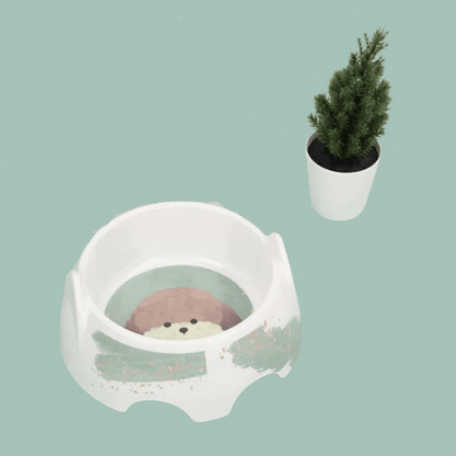 Ceramic Dog Bowl With Dog Picture - Food And Water Bowl For Dogs