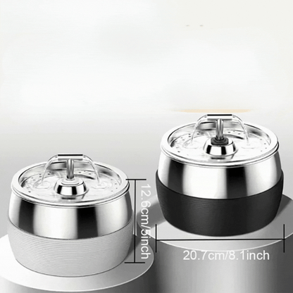 3 Litre Stainless Steel Drinking Fountain for Dogs and Cats - Quiet Water Dispenser with Double Spout