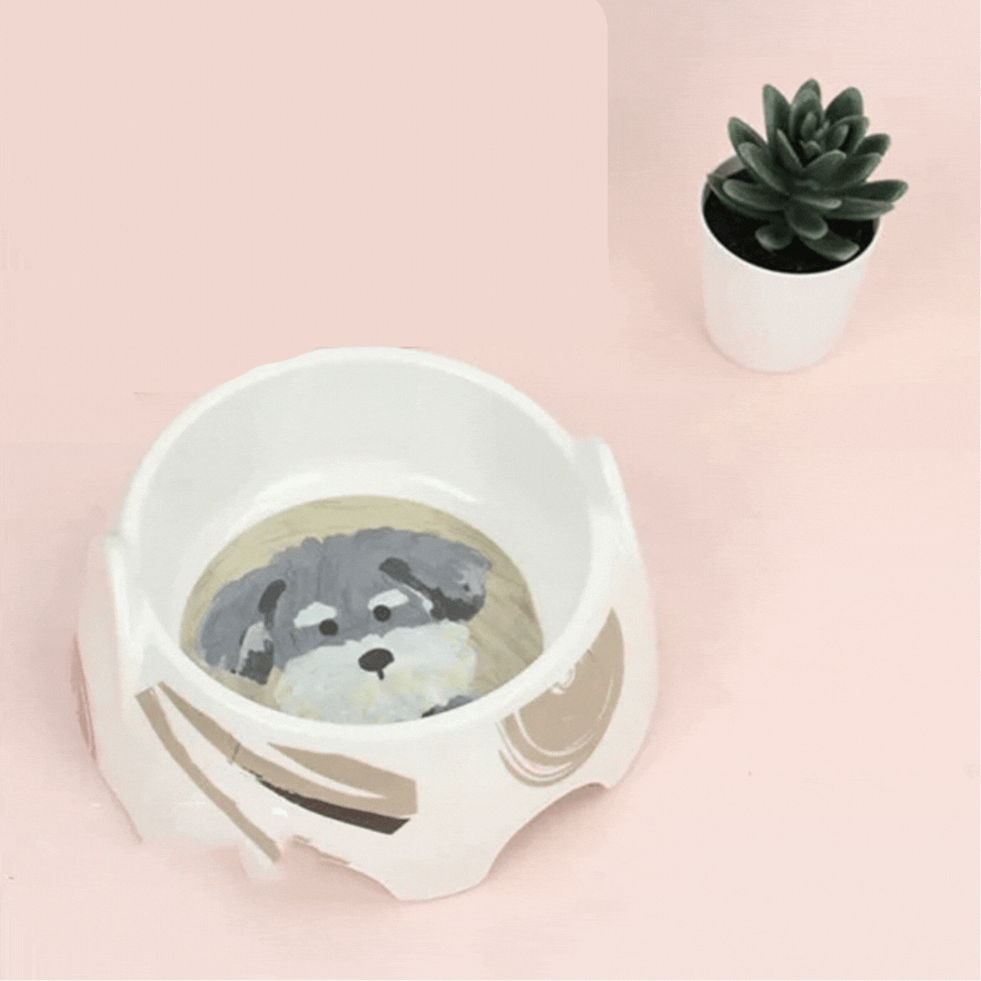 Ceramic Dog Bowl With Dog Picture - Food And Water Bowl For Dogs