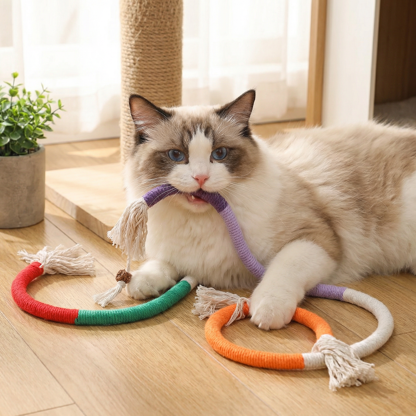 Natural Cat Chew Rope – Robust, Promotes Dental Hygiene and Reduces Stress