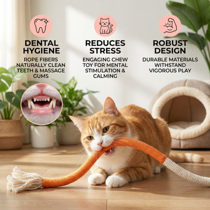 Natural Cat Chew Rope – Robust, Promotes Dental Hygiene and Reduces Stress