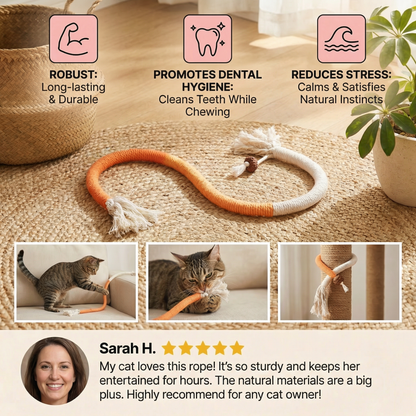 Natural Cat Chew Rope – Robust, Promotes Dental Hygiene and Reduces Stress