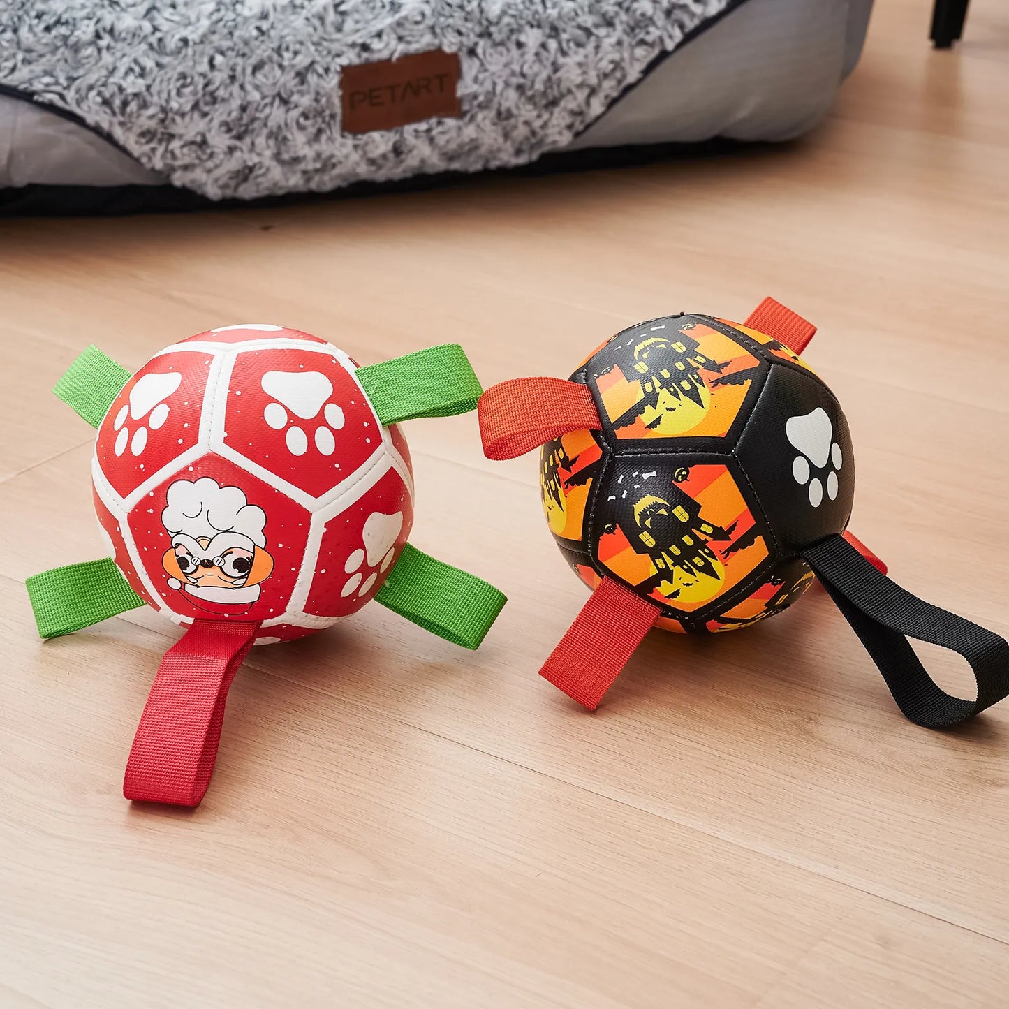 Interactive Ball - Shaped Dog Toy - with Nylon Rope and Handles