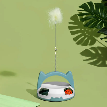 Interactive Cat Toy with Feather and Rolling Ball for Active House Pets